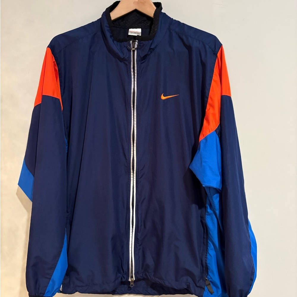 Vintage Nike Men's Blue and Orange Windbreaker
